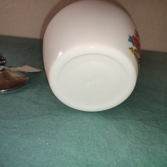 Avon Sugar Jar Vintage Silver Plated Lid Bird Flowers Design boho Bohemian old - Picture 9 of 10